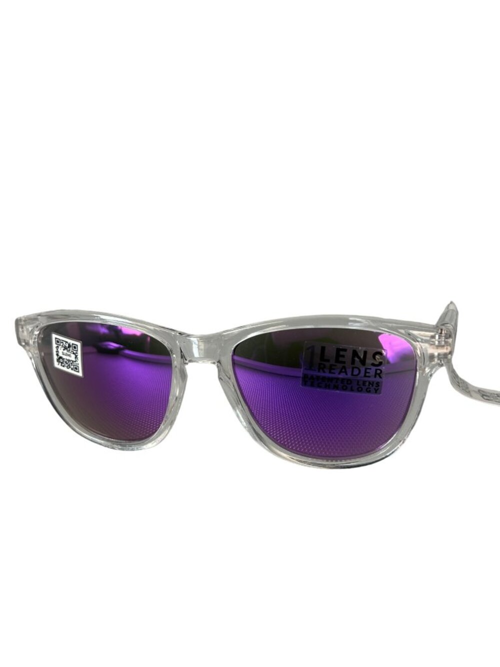 Kreedom Paisley Lens Reader Sunglasses Clear Frame Purple Lens Modern Style NEW